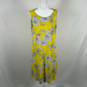 Roz & Ali Yellow Sleeveless Pearl Dress Large Stretch Business Casual Shift